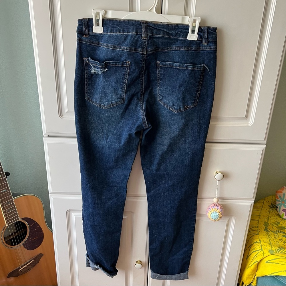 D. Jeans Blue Cropped Cuffed Ripped Jeans - Picture 2 of 6
